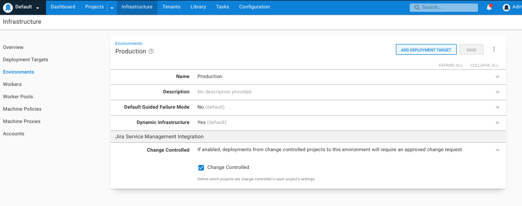 JSM Integration Environment settings