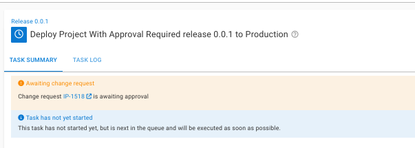 Deployment Task Summary awaiting JSM approval