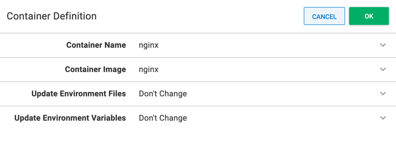ECS Step Container Definition Parameters