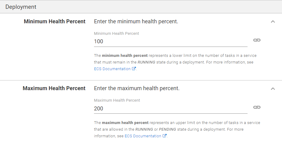 ECS Step Deployment section