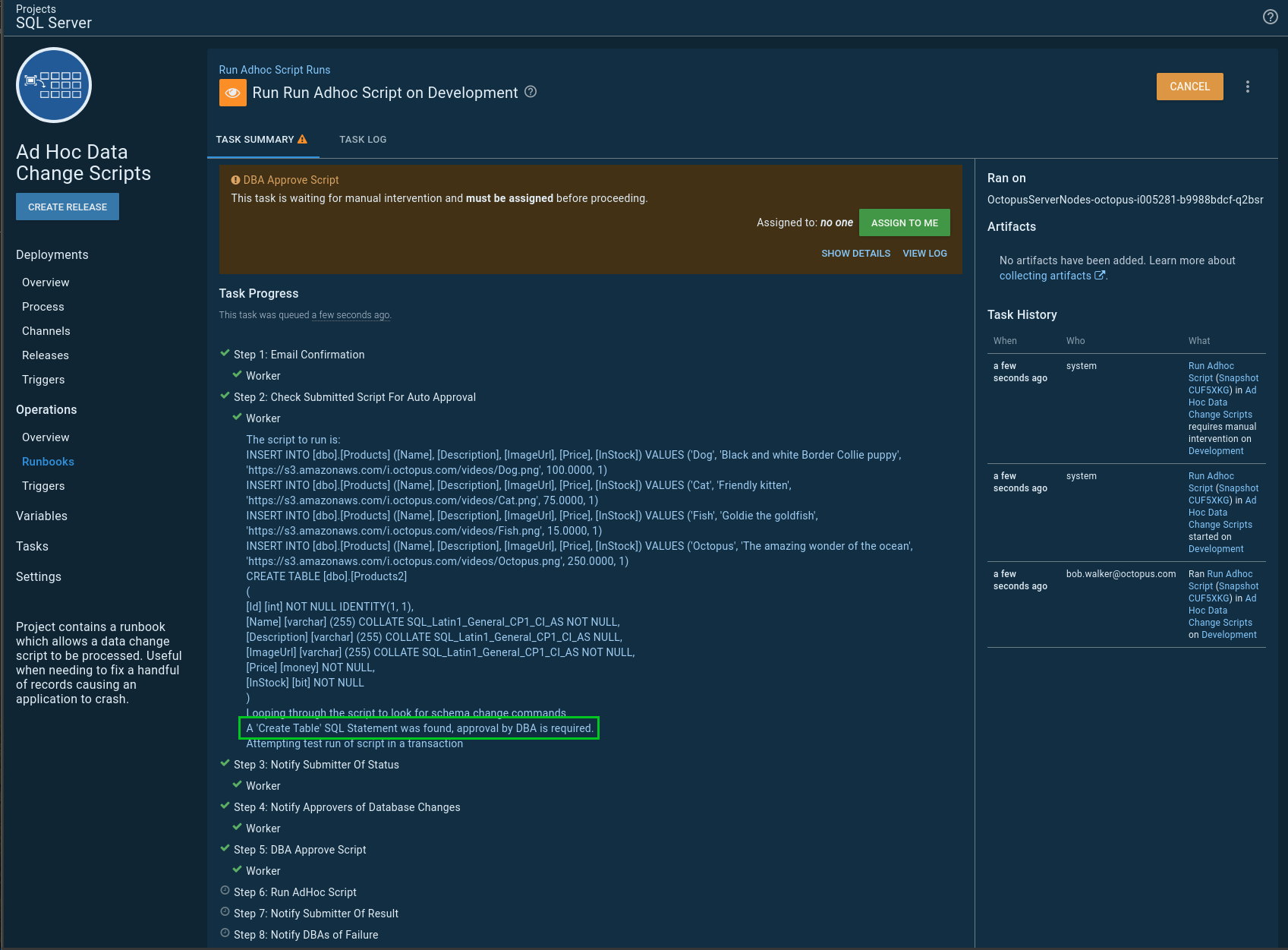 Ad hoc script requires approval