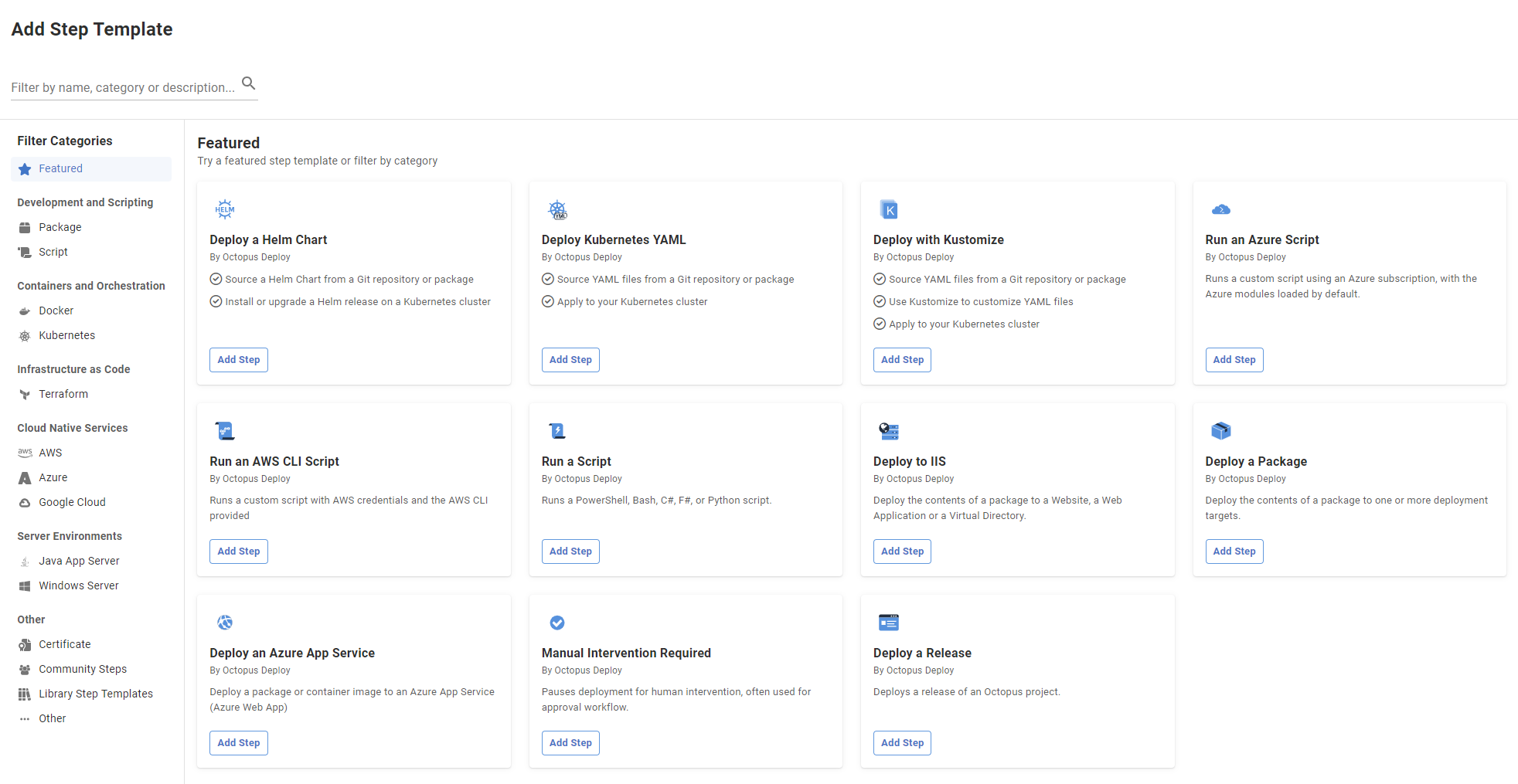 Octopus process step templates