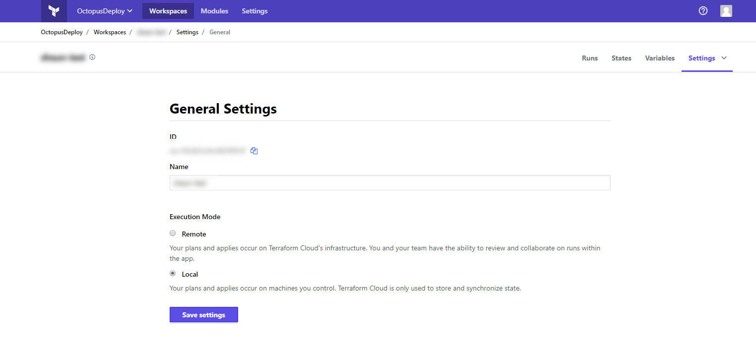 Terraform cloud execution mode