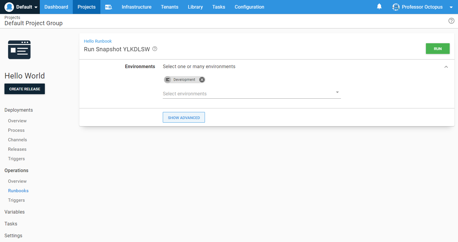 run runbook basic options