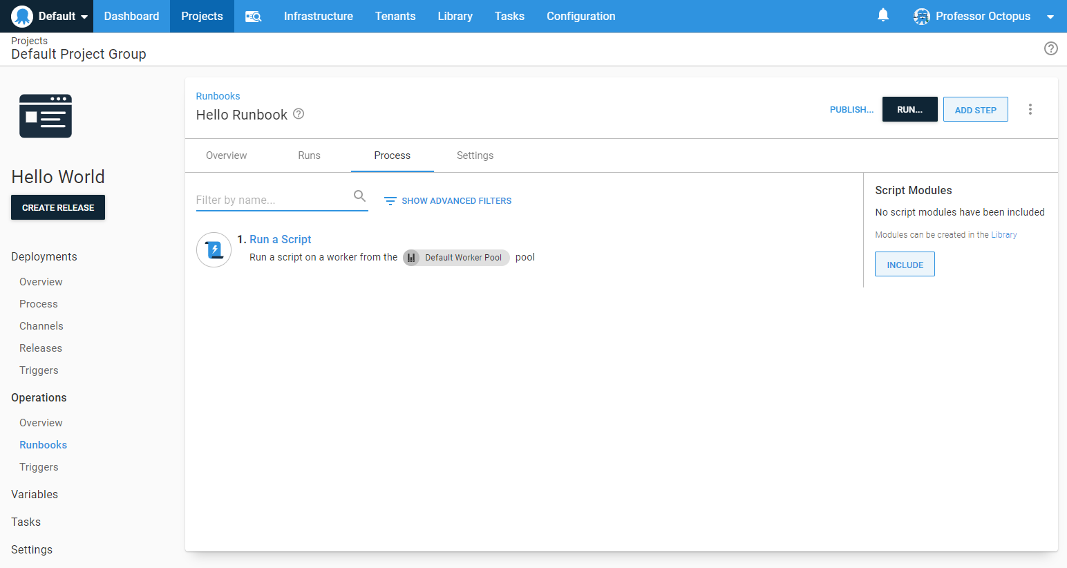 The Hello world deployment process