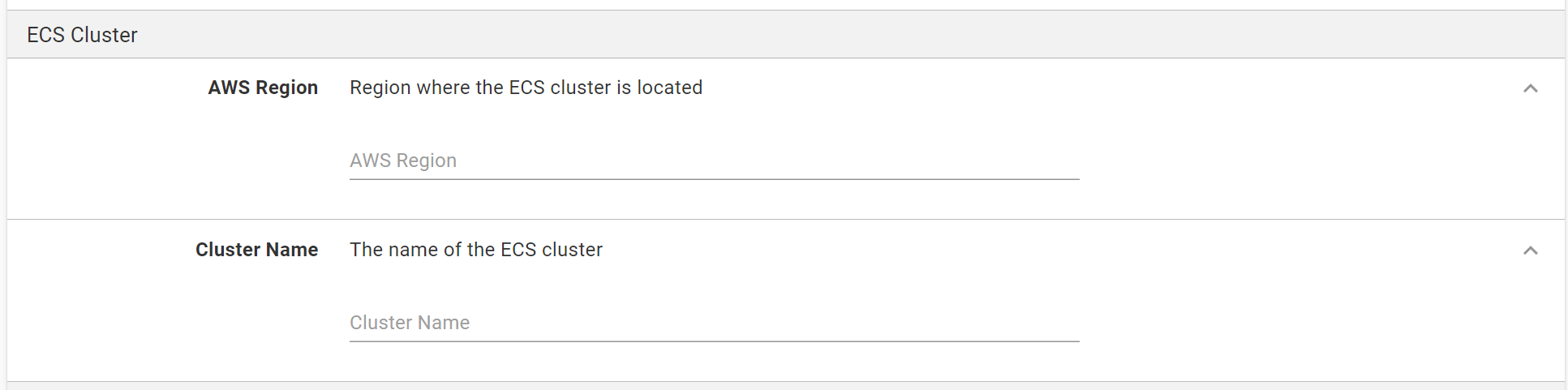 ECS Cluster Deployment Target Settings