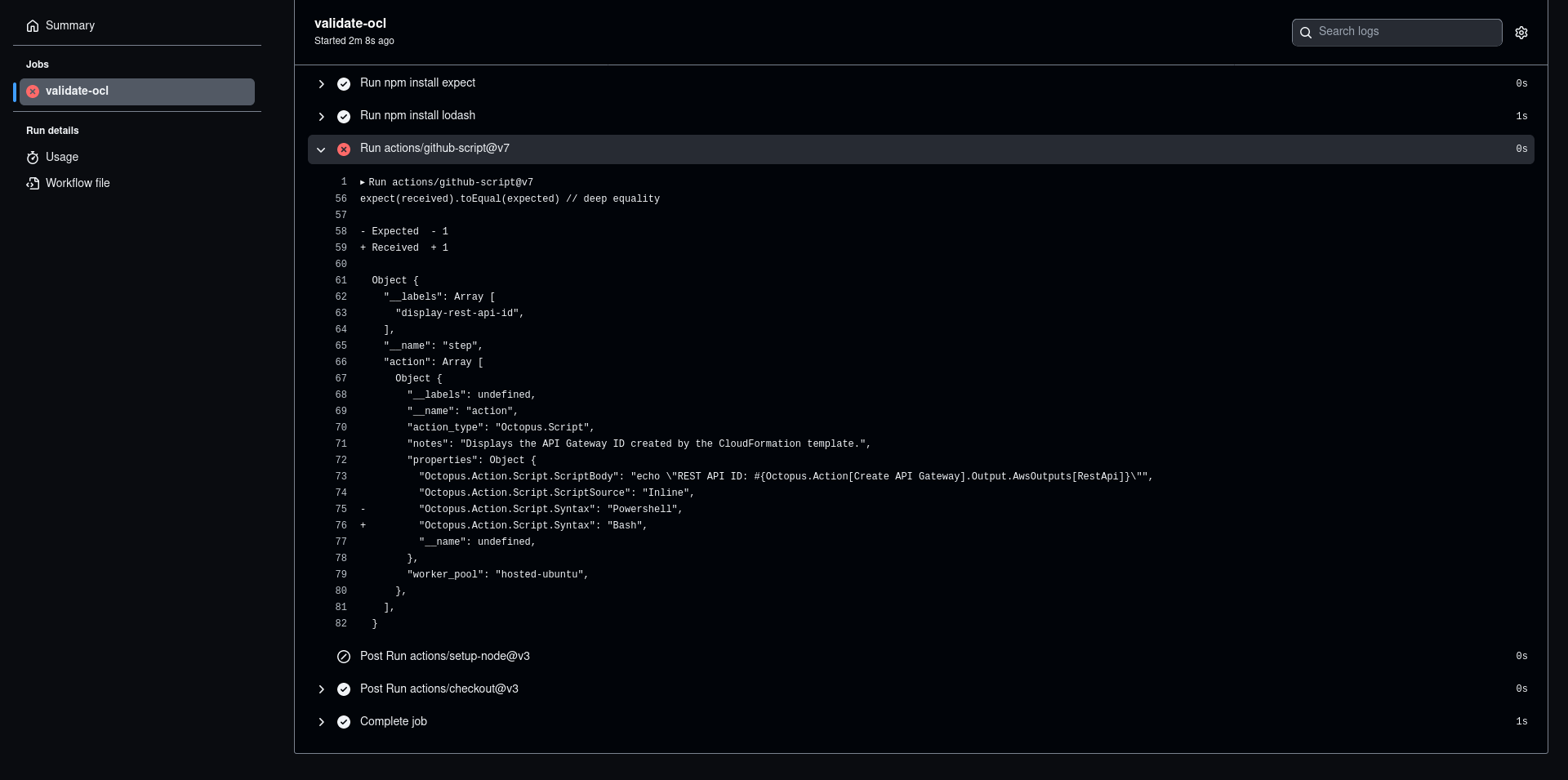 width=500 GitHub Actions failure screenshot