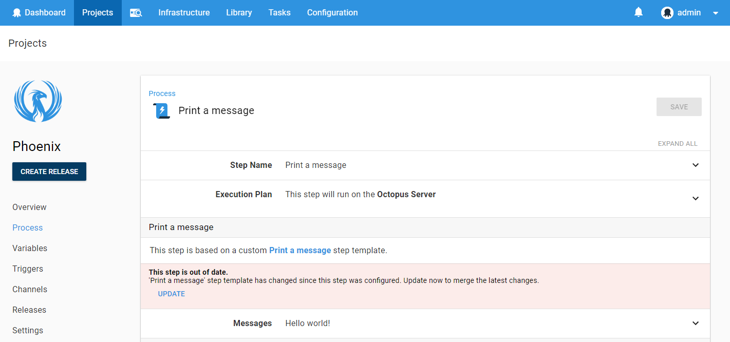 Step Templates inline merge