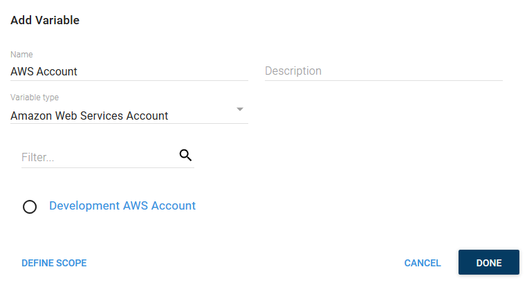 AWS account variable selection