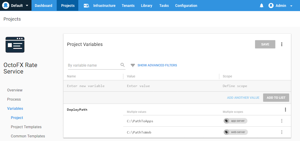 Using variables to control the deployment path in Octopus Deploy