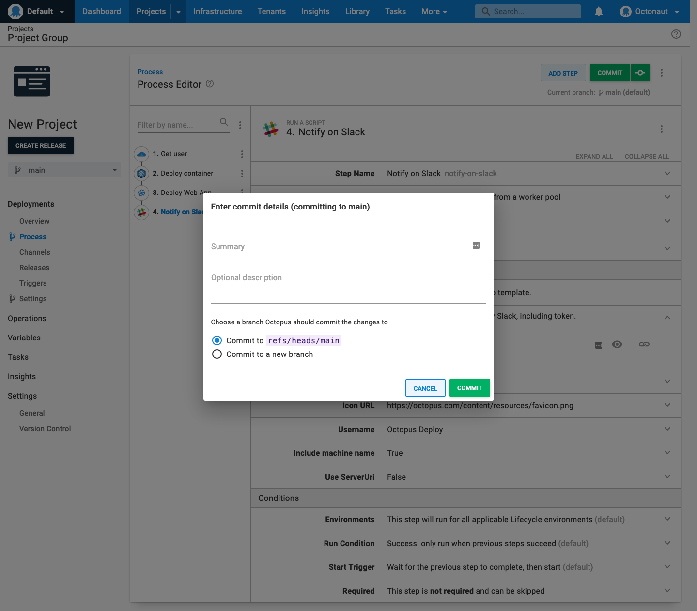 committing a change to version control