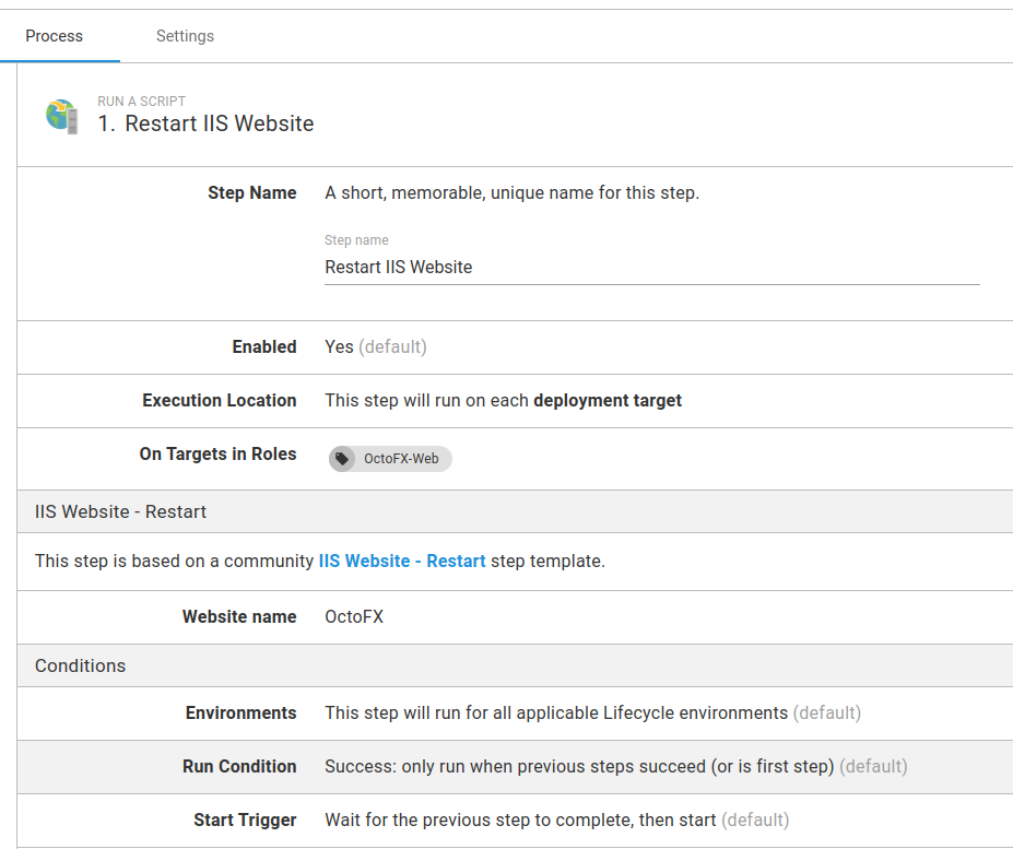 Runbook IIS maintenance Restart Website